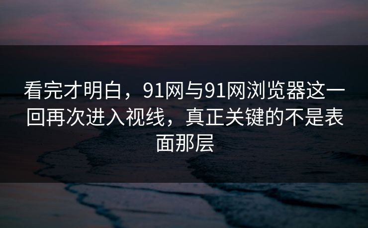 看完才明白，91网与91网浏览器这一回再次进入视线，真正关键的不是表面那层